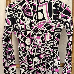 Emilio Pucci Vibrant Black and Pink Long Sleeve Top